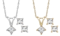 Macy's Princess-Cut Diamond Pendant Necklace and Earrings Set in 10k White Gold (1/10 ct. t.w.)
